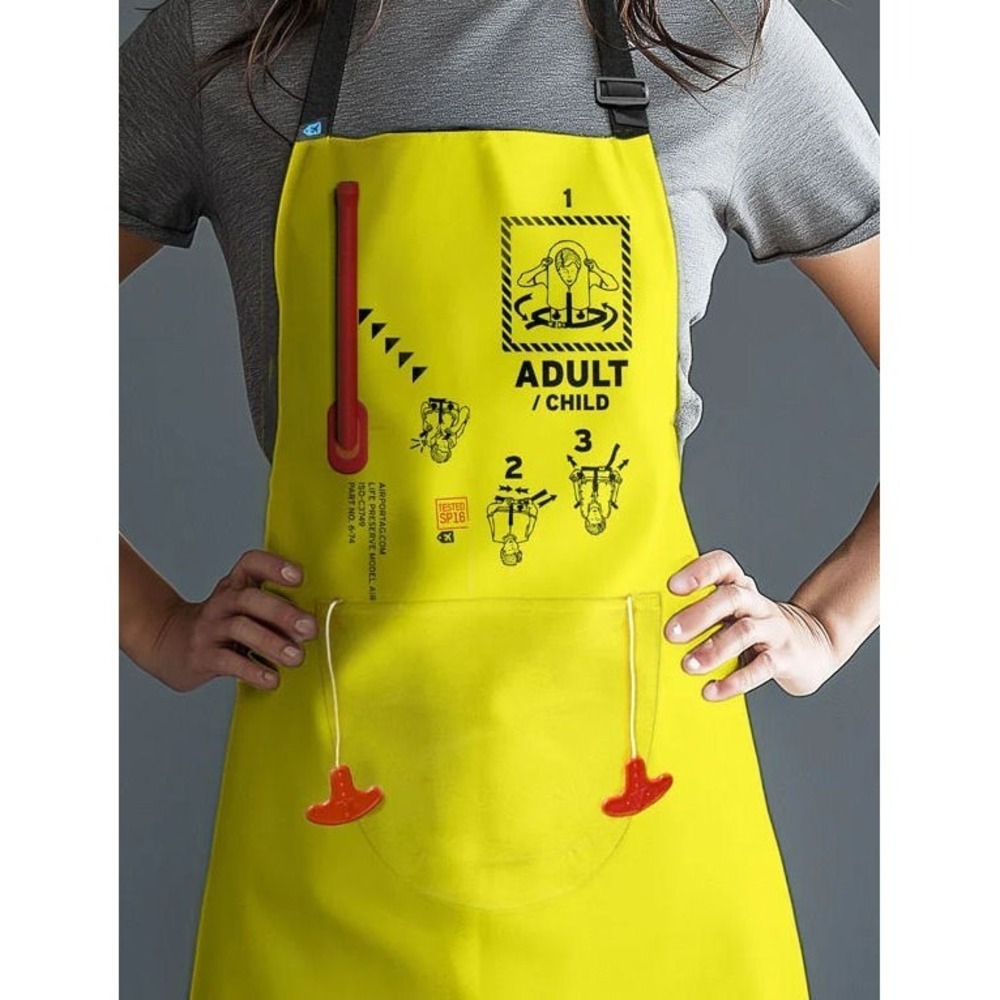 Airportag Aviation-Inspired Life Vest Kitchen Apron‎ - Yellow - One Size